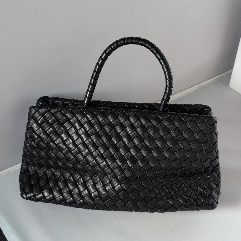 JW PEI Black Woven Elora Tote Bag Purse - Picture 6 of 13